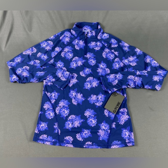 G/FORE G4 Womens Golf Pullover Floral Print 1/4 Zip Small Space Blue - Picture 1 of 8